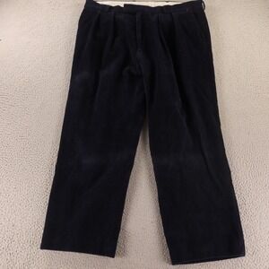 Corduroy Pants Mens 37x29 Navy Blue Pleated‎ Cotton Blend Chino Made England UK